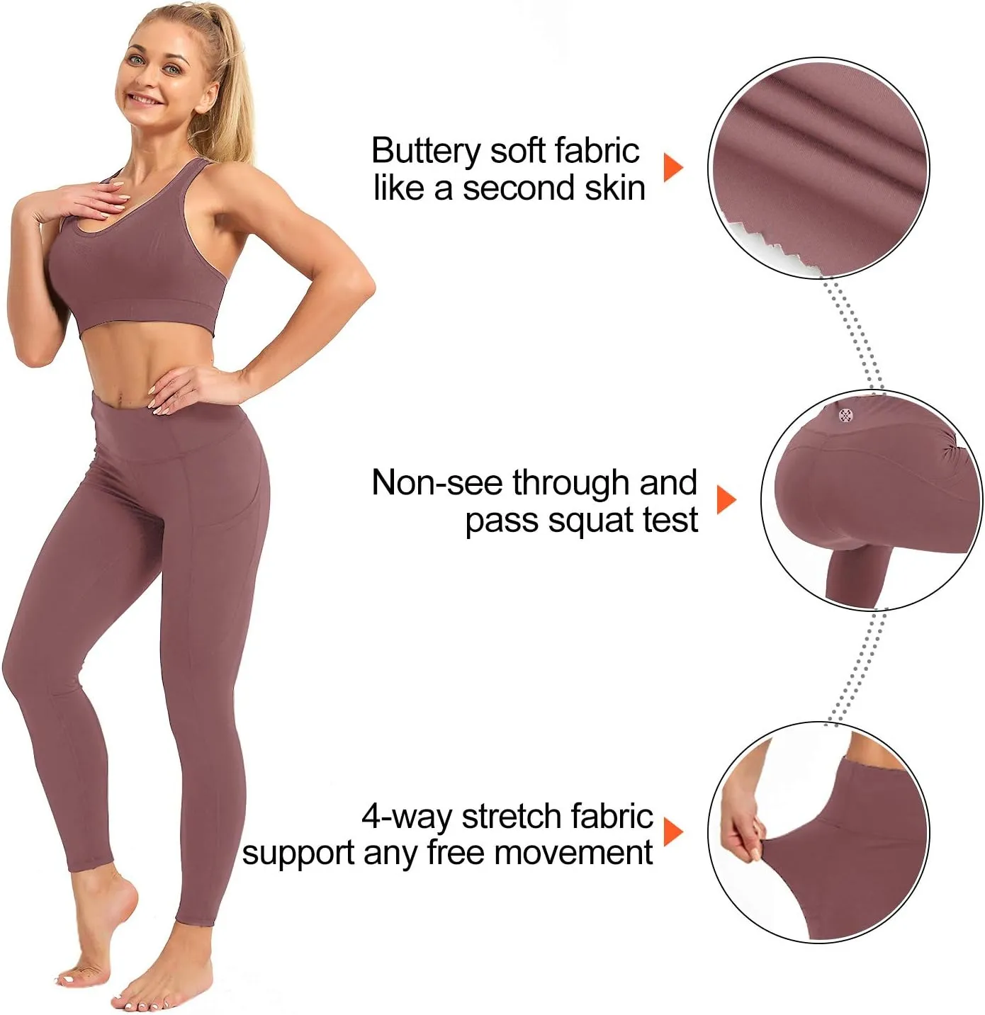 SP3LOPS Yoga Pants with Pockets for Women High Waisted Tummy Control Women's Buttery Soft Yoga Workout Leggings Running Pants