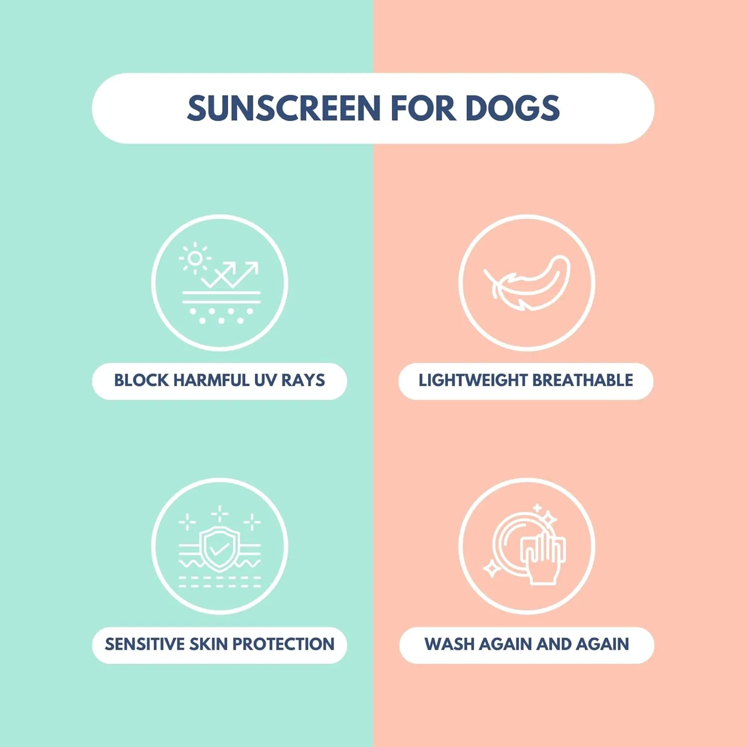 Spark Paws Dog T-Shirt, Quick Dry Soft Stretchy, Lightweight Breathable for Dogs with Sensitive Skin - Peach & Mint (Set of 2) - 3XL