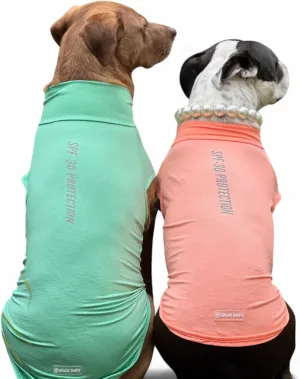 Spark Paws Dog T-Shirt, Quick Dry Soft Stretchy, Lightweight Breathable for Dogs with Sensitive Skin - Peach & Mint (Set of 2) - 3XL