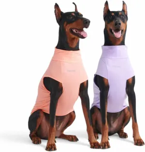 Spark Paws Dog T-Shirt, Quick Dry Soft Stretchy, Lightweight Breathable for Dogs with Sensitive Skin - Purple & Peach (Set of 2) - 3XL