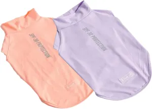 Spark Paws Dog T-Shirt, Quick Dry Soft Stretchy, Lightweight Breathable for Dogs with Sensitive Skin - Purple & Peach (Set of 2) - M