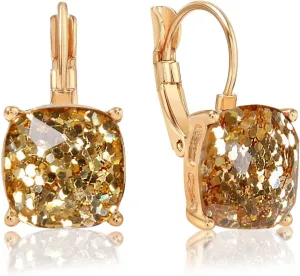 Sparkly Square Earrings for Women - Colorful Leverback Dangle Earrings for Women, Large Glitter Statement Earrings