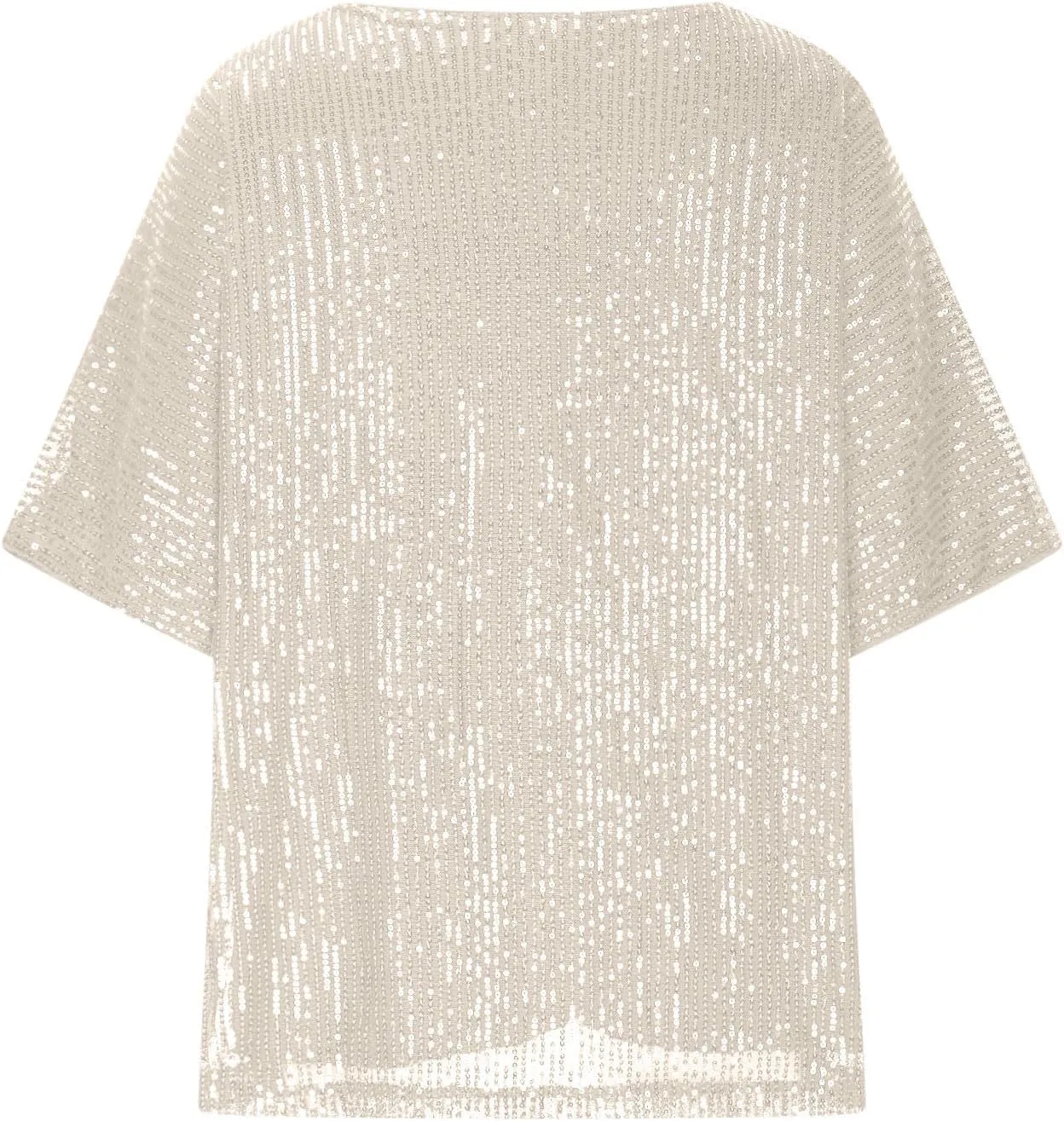 Sparkly Tops for Women Casual Short Sleeve Round Neck Loose Size Shirts Trendy Elegant Shimmer Glitter Blouse Tees