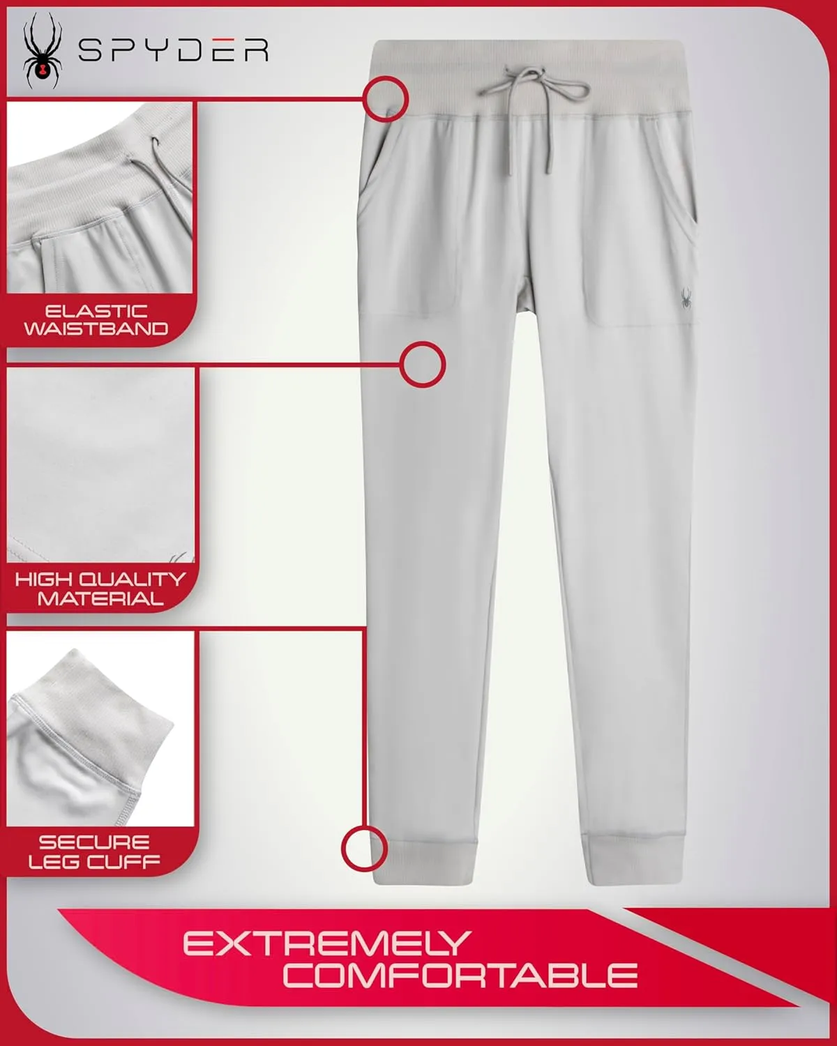 Spyder Women's Jogger Sweatpants - High Waisted Fleece Lined Athletic Joggers with Pockets for Casual Workout (Sizes: S-XL)