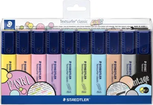 STAEDTLER 364 CWP10 Textsurfer Classic Highlighter - Assorted Vintage & Pastel Colours (Pack of 10)