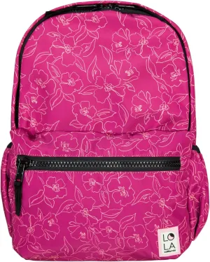 Star Medium Traditional Classic Backpack with Zipped Front Pocket and 2 Side Pockets, Petal - Fuschia