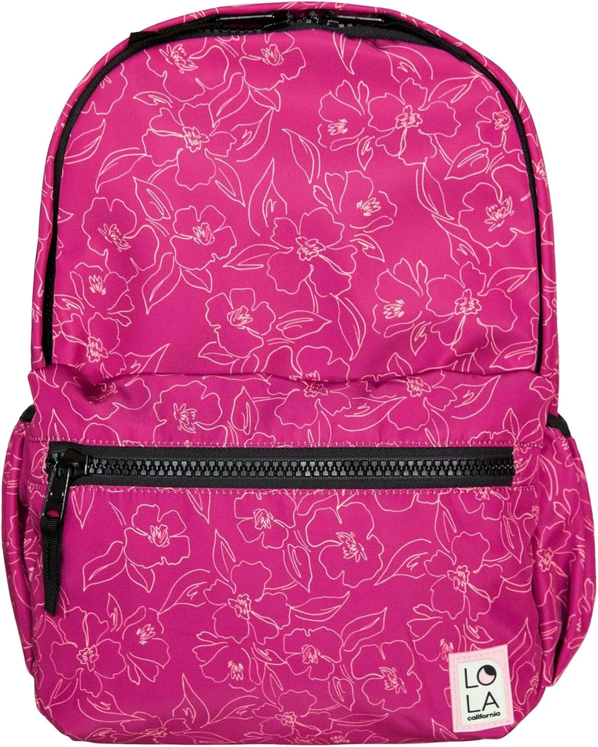 Star Medium Traditional Classic Backpack with Zipped Front Pocket and 2 Side Pockets, Petal - Fuschia