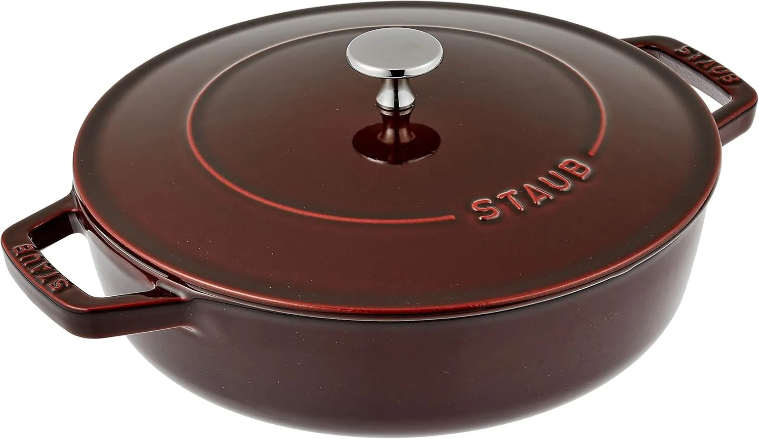 STAUB Chistera Cast Iron Oval Casserole, Grenadine Red, 24 cm