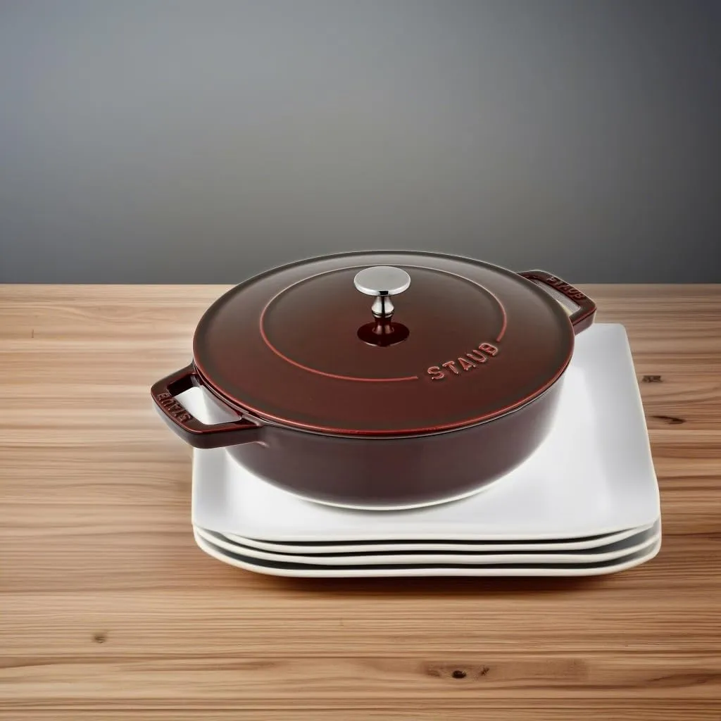 STAUB Chistera Cast Iron Oval Casserole, Grenadine Red, 24 cm