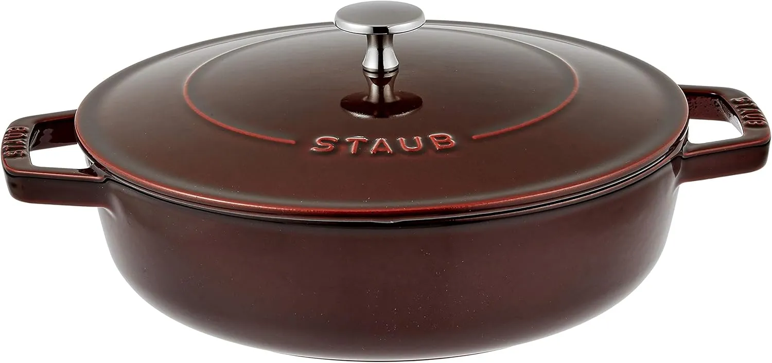STAUB Chistera Cast Iron Oval Casserole, Grenadine Red, 24 cm