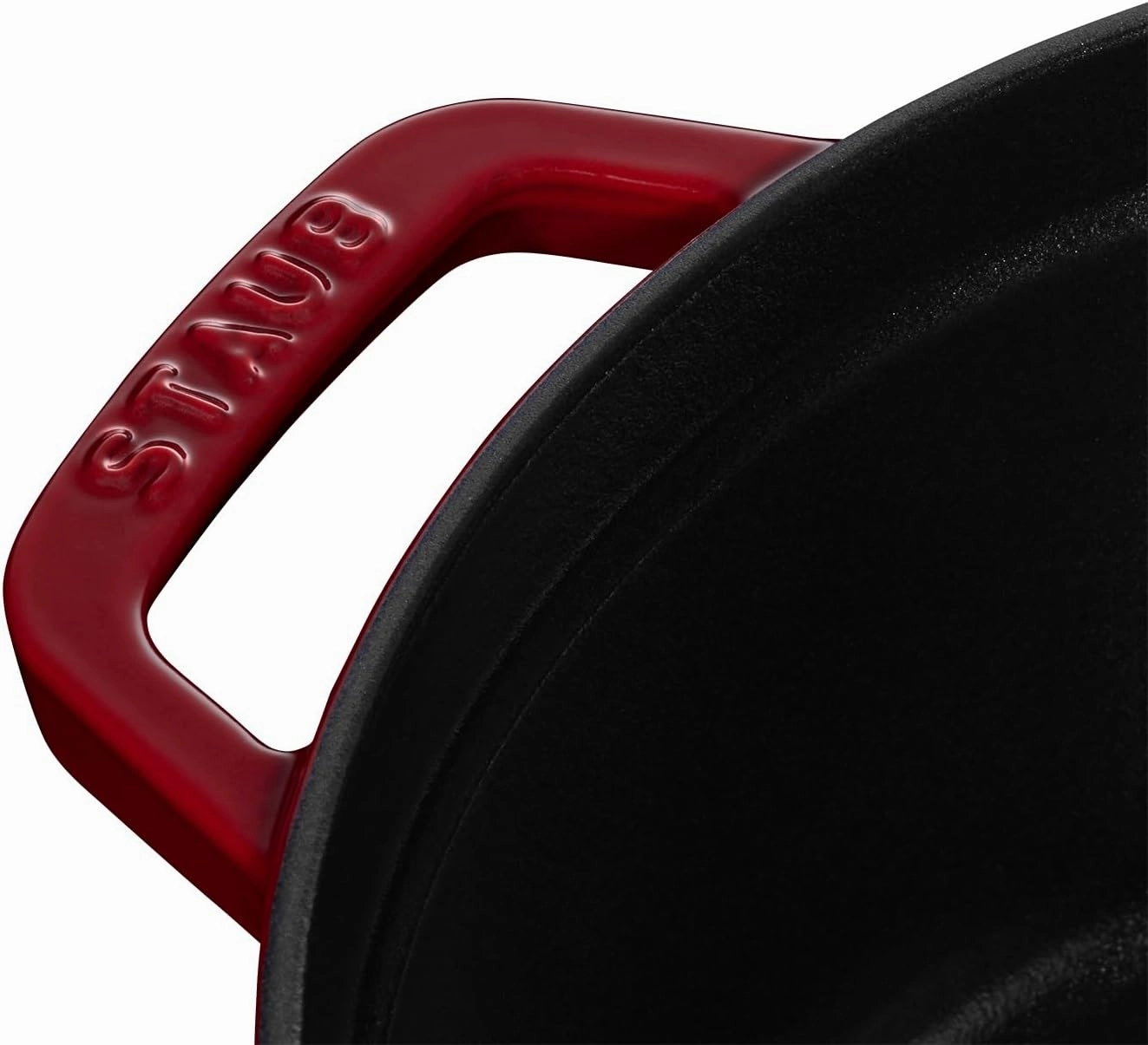 Staub Casserole Dish Round with Lid 24 cm 2.8 L with Matte Black Enamel Inside the Pot 3.8 Litres Bordeaux Red