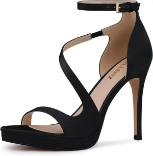 Stiletto Women High Heels: 4.3 Inch Comfortable Heels Prom Party Wedding, Peep Toe Platform Heels, Black White Silver Gold Strappy Heel Sandals