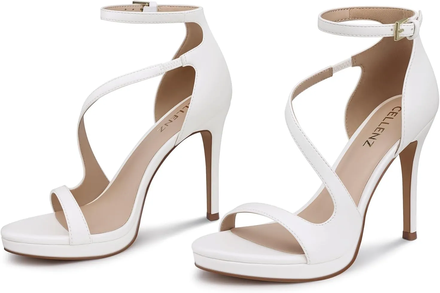 Stiletto Women High Heels: 4.3 Inch Comfortable Heels Prom Party Wedding, Peep Toe Platform Heels, Black White Silver Gold Strappy Heel Sandals