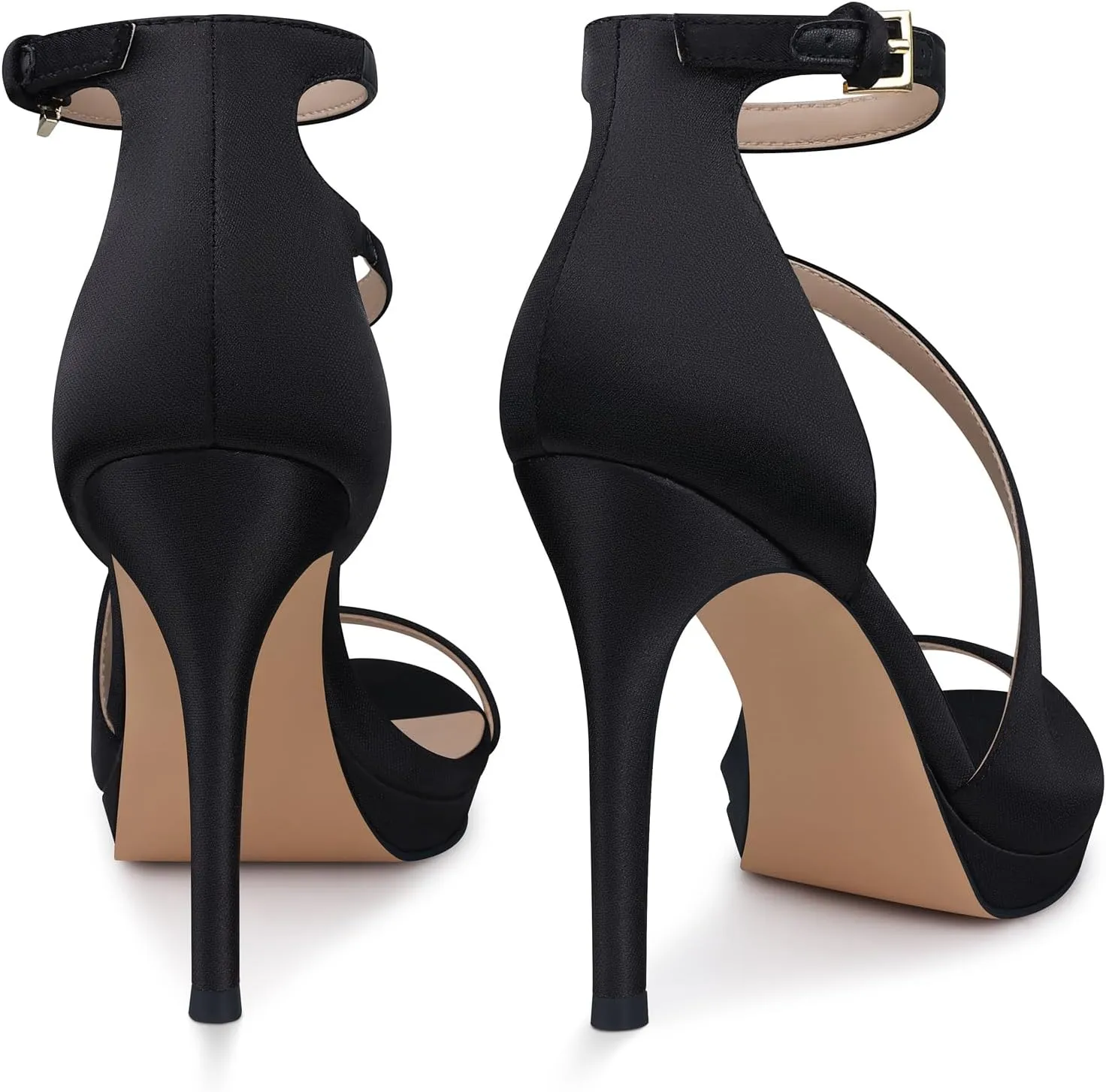 Stiletto Women High Heels: 4.3 Inch Comfortable Heels Prom Party Wedding, Peep Toe Platform Heels, Black White Silver Gold Strappy Heel Sandals