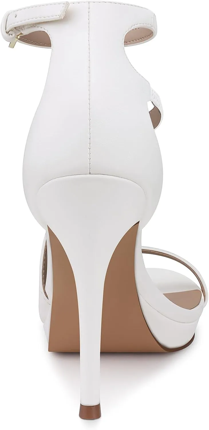 Stiletto Women High Heels: 4.3 Inch Comfortable Heels Prom Party Wedding, Peep Toe Platform Heels, Black White Silver Gold Strappy Heel Sandals