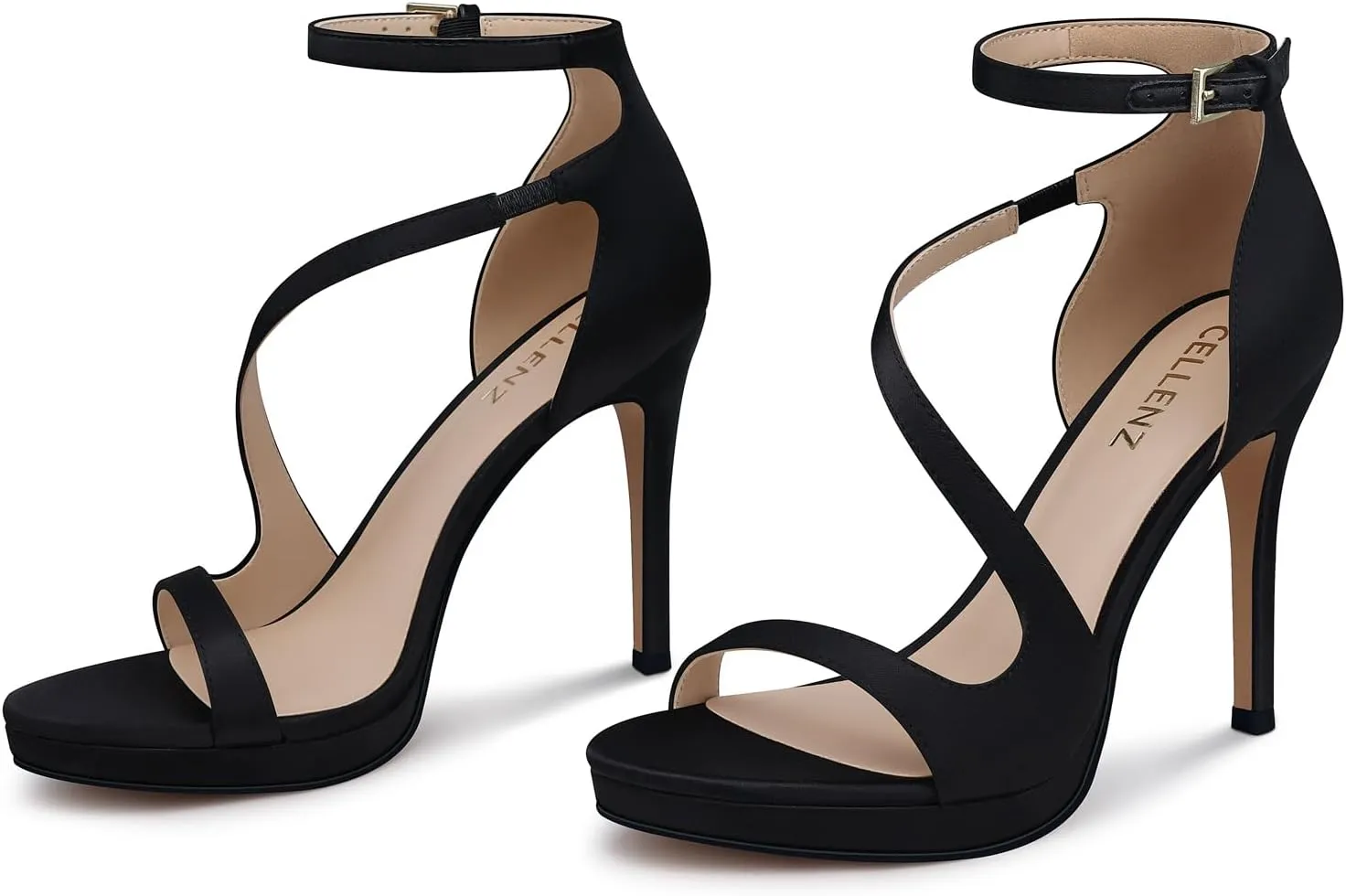 Stiletto Women High Heels: 4.3 Inch Comfortable Heels Prom Party Wedding, Peep Toe Platform Heels, Black White Silver Gold Strappy Heel Sandals