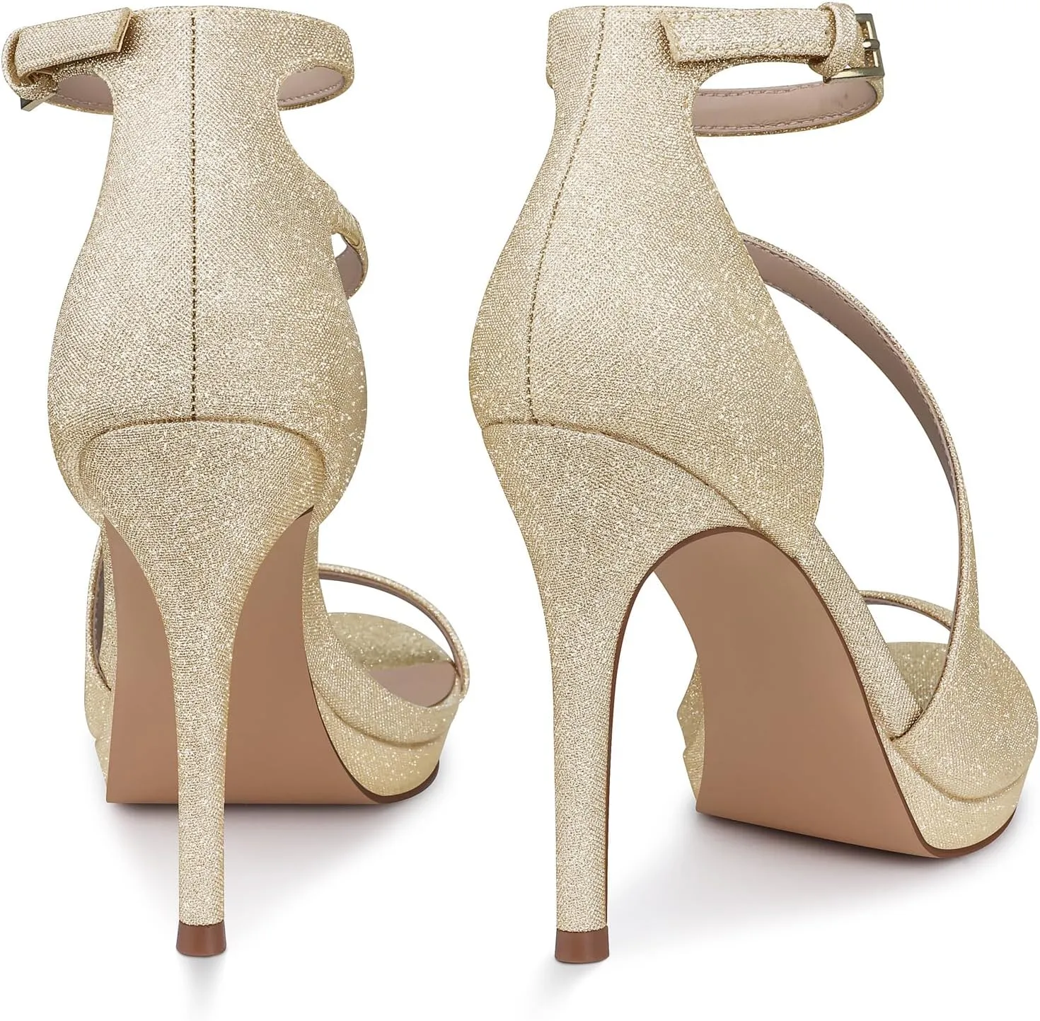 Stiletto Women High Heels: 4.3 Inch Comfortable Heels Prom Party Wedding, Peep Toe Platform Heels, Black White Silver Gold Strappy Heel Sandals
