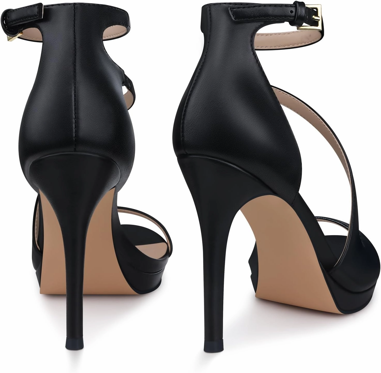 Stiletto Women High Heels: 4.3 Inch Comfortable Heels Prom Party Wedding, Peep Toe Platform Heels, Black White Silver Gold Strappy Heel Sandals