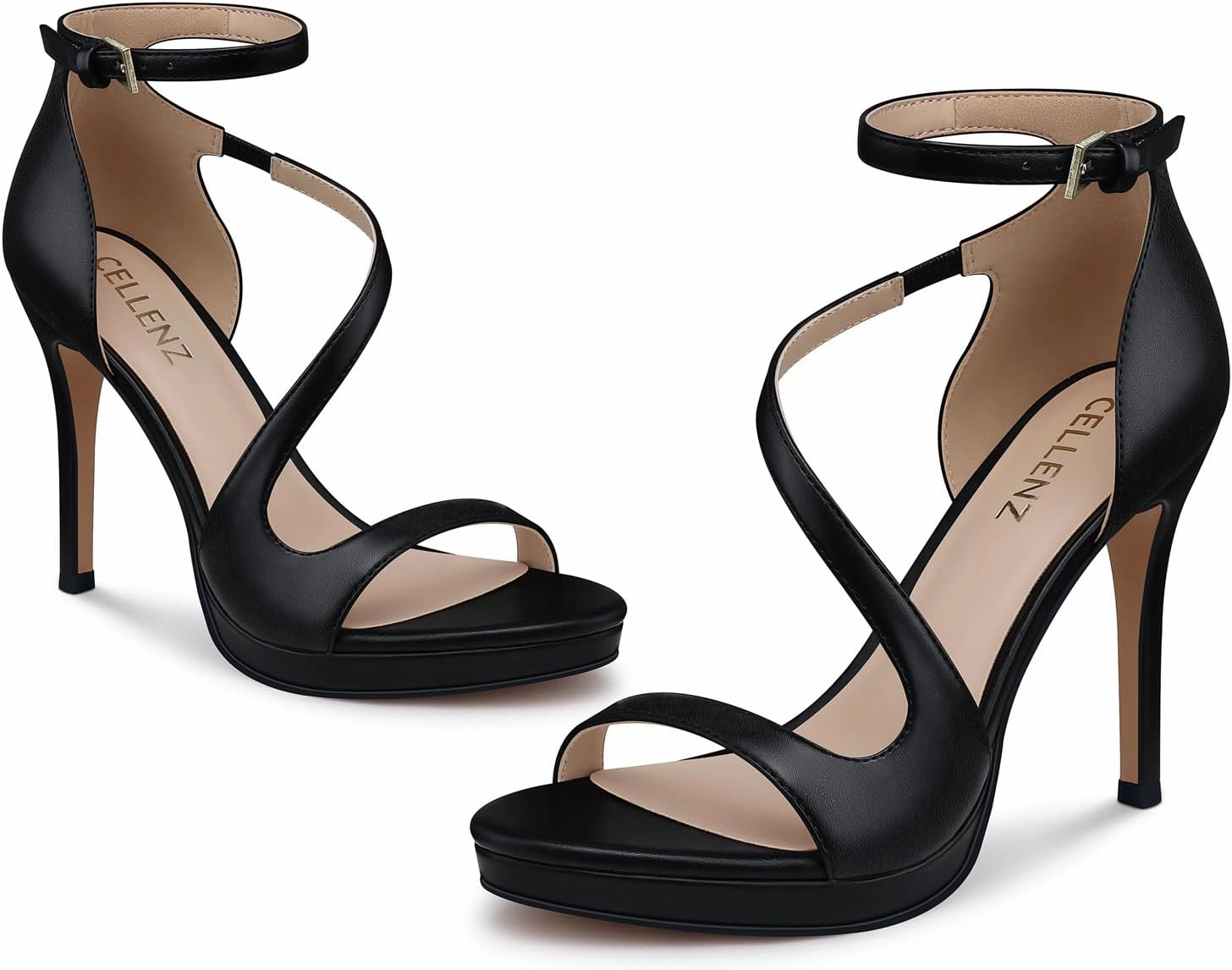 Stiletto Women High Heels: 4.3 Inch Comfortable Heels Prom Party Wedding, Peep Toe Platform Heels, Black White Silver Gold Strappy Heel Sandals
