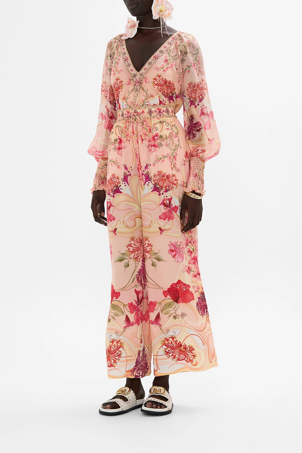 STRAIGHT LEG PANT BLOSSOMS AND BRUSHSTROKES