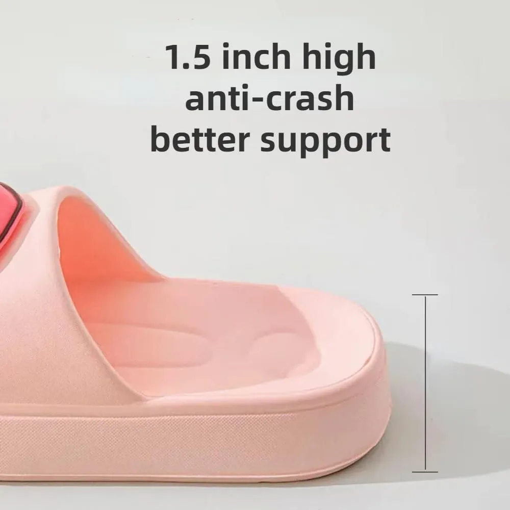 Strawberry Cute Slippers Home Sandals for Women Preppy Anti-slip Indoor Outdoor Peach Slippers Open-toe Soft Shower Slides