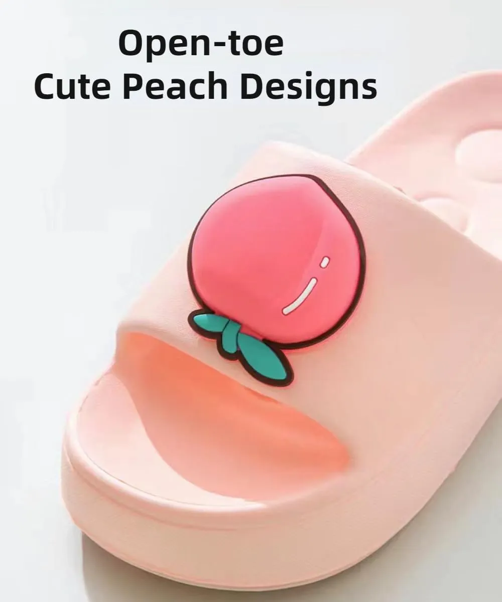 Strawberry Cute Slippers Home Sandals for Women Preppy Anti-slip Indoor Outdoor Peach Slippers Open-toe Soft Shower Slides