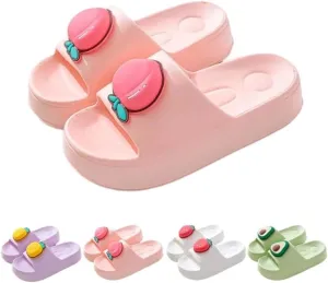Strawberry Cute Slippers Home Sandals for Women Preppy Anti-slip Indoor Outdoor Peach Slippers Open-toe Soft Shower Slides