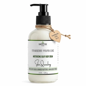Strawberry Pound Cake Body Cream – Deeply Moisturizing Silky Body Cream with Shea & Mango Butters – Hydrating Cream for Soft, Glowing Skin – Sweet Bakery Scent – 8 oz