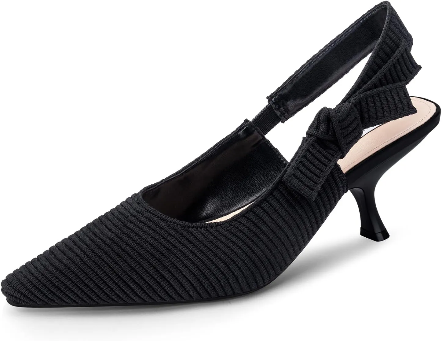 STUNAHOME Slingback Heels for Women Closed Pointed Toe Kitten Pumps Fashion Low Heel Wedding Casual Dress Shoes, Nude