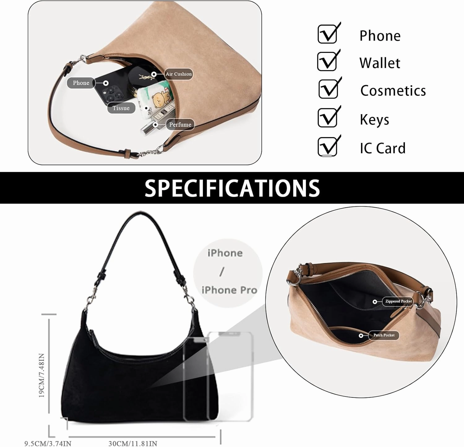 Suede Bag Brown Suede Purse Slouchy Bag Suede Tote Bag for Women Brown Suede Shoulder Bag Handbag