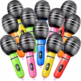 Sumind 30 Pcs Inflatable Microphones for Parties 9. 4 Inch Blow up Plastic Fake Microphone Props Toys for Musical Concert Karaoke 80s 90s Party Cosplay Stage Decoration Supplies
