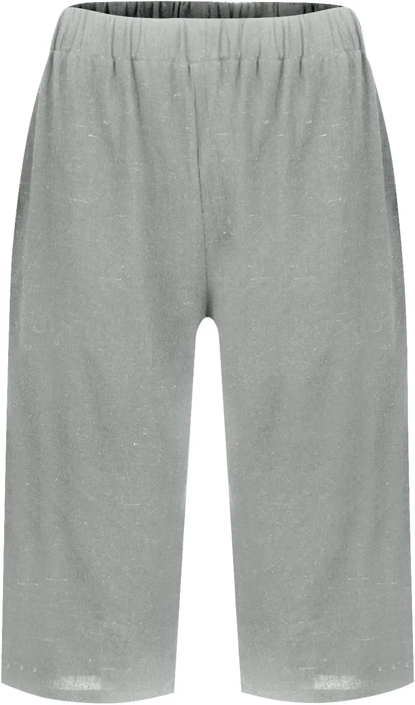 Summer Bermuda Shorts for Women Knee Length 2024 Trendy Linen Shorts Lightweight Casual Beach Short Pants w/Pockets
