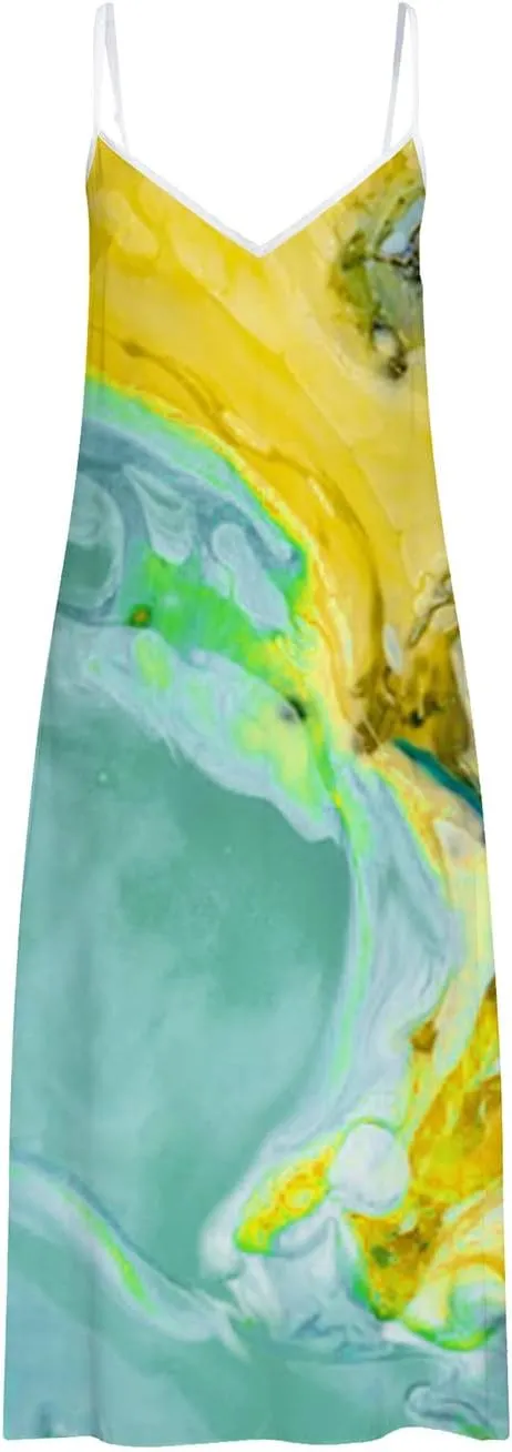 Summer Dresses for Women 2025 Spaghetti Strap Boho Tie Dye Maxi Dress V Neck Boho Beach Sundress Trendy Soft Dress