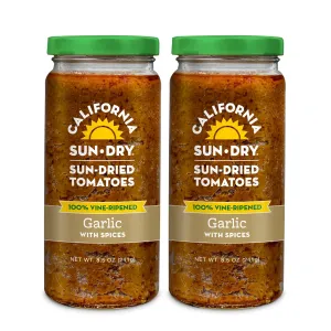 Sun-Dried Tomato and Garlic with Spices, 8.5oz (Pack of 2) by CALIFORNIA SUN DRY | Gluten-Free and Antioxidant Rich