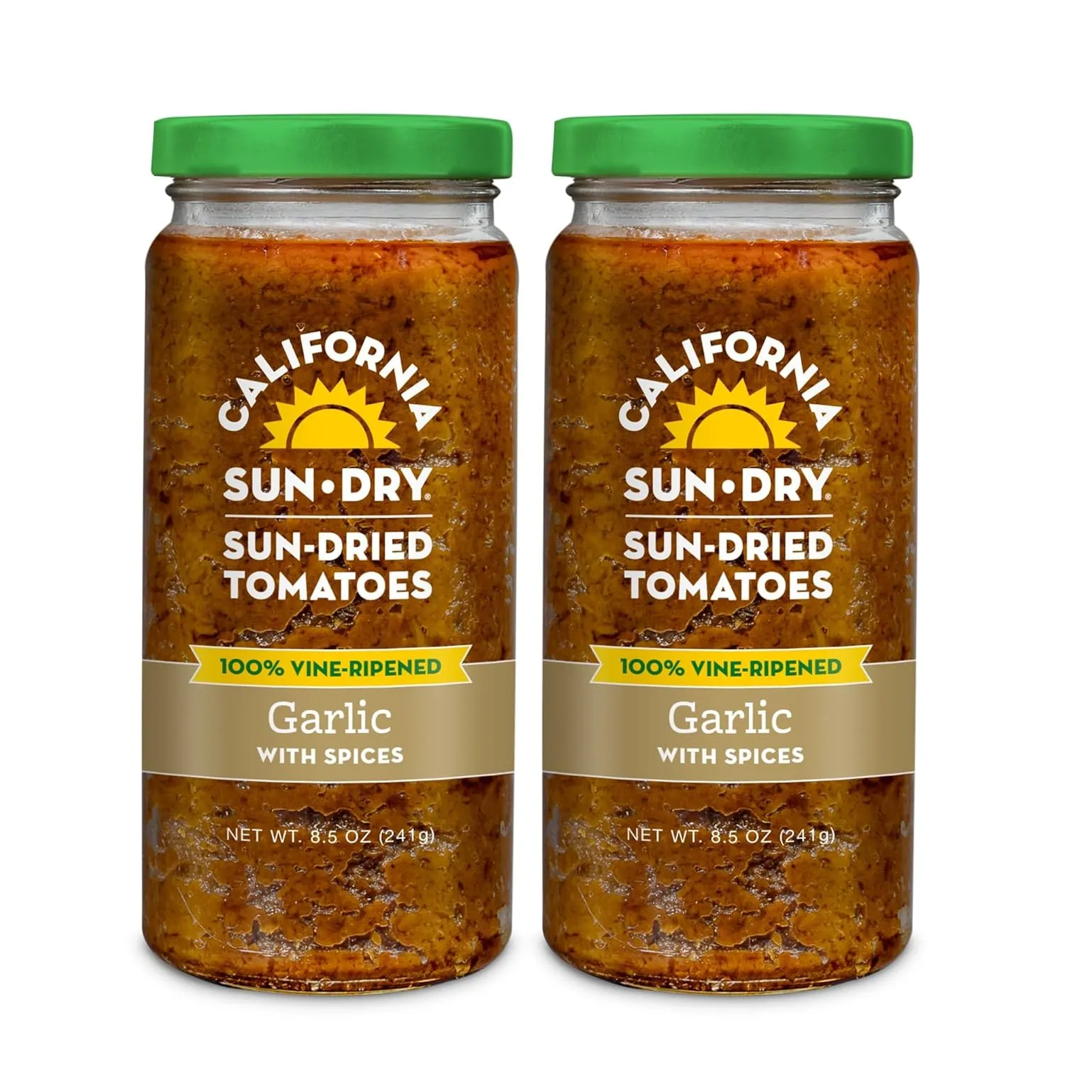 Sun-Dried Tomato and Garlic with Spices, 8.5oz (Pack of 2) by CALIFORNIA SUN DRY | Gluten-Free and Antioxidant Rich