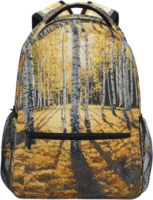 Sunlit Birch Forest Backpack for Men Women Daypack Travel Laptop Backpack Book Bag 12 ×16.9 In
