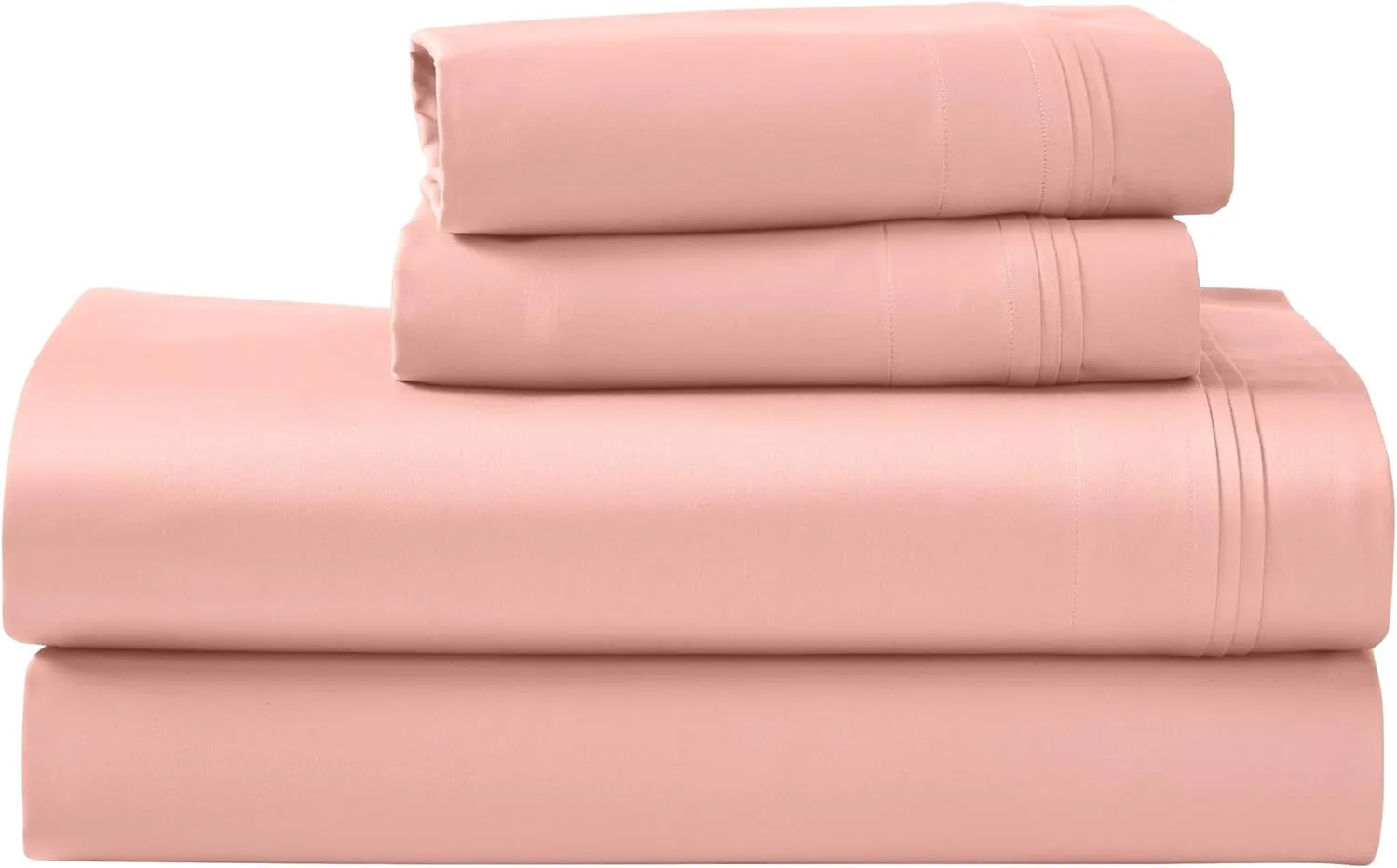 Superior Egyptian Cotton 4 Piece Sheet Set, Luxury 1000 Thread Count, Modern Design, Sustainable Sheets, Ultra-Soft Basics, Solid, Deep Pocket Fitted Sheet, Flat Sheet, Pillowcases, King, Dusted Rose