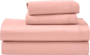 Superior Egyptian Cotton 4 Piece Sheet Set, Luxury 1000 Thread Count, Modern Design, Sustainable Sheets, Ultra-Soft Basics, Solid, Deep Pocket Fitted Sheet, Flat Sheet, Pillowcases, King, Dusted Rose