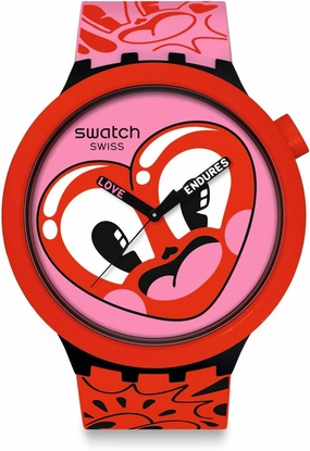 Swatch Casual Watch Unisex Red Bio-sourced Quartz HATTIE'S Heart