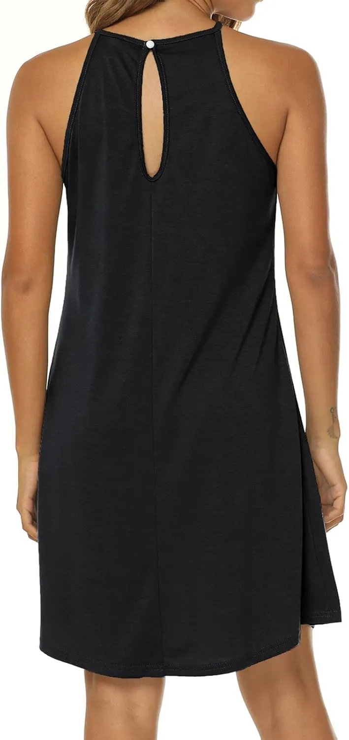 Sweetnight Halter Dresses for Women Summer Spaghetti Strap Beach Flowy Short Sundresses