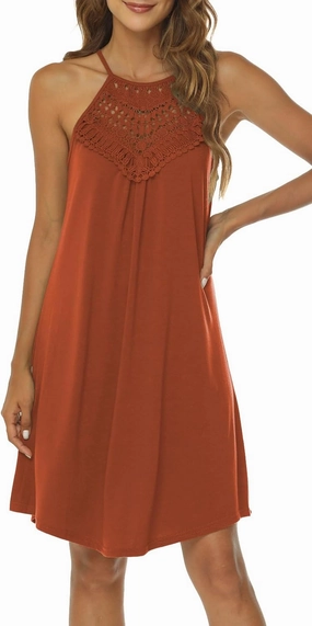 Sweetnight Halter Dresses for Women Summer Spaghetti Strap Beach Flowy Short Sundresses