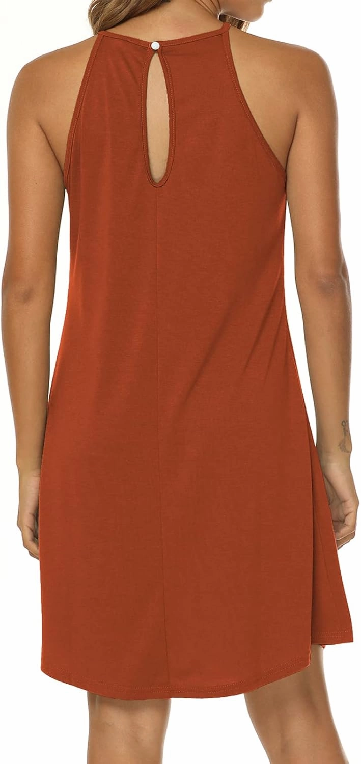 Sweetnight Halter Dresses for Women Summer Spaghetti Strap Beach Flowy Short Sundresses