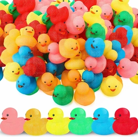 Syhood 120 Pcs Glitter Rubber Ducks 2" Colorful Rubber Duckies Fidget Toy Small Assorted Ducky for Bath Birthday Gifts Stress Relief Summer Beach and Pool Activity Cruise Decorations
