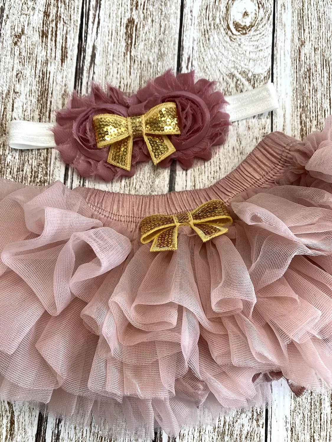 Take Home Outfit Baby Girl Outfit Personalized Name Hello World my name is Optional Tutu Bloomers Headband (Dusty Rose   Gold)
