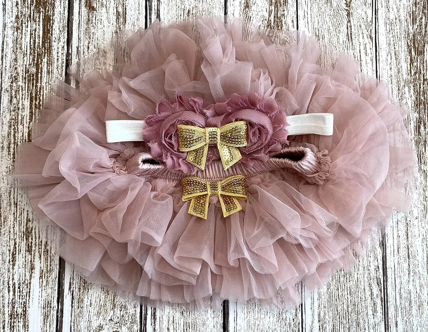 Take Home Outfit Baby Girl Outfit Personalized Name Hello World my name is Optional Tutu Bloomers Headband (Dusty Rose   Gold)