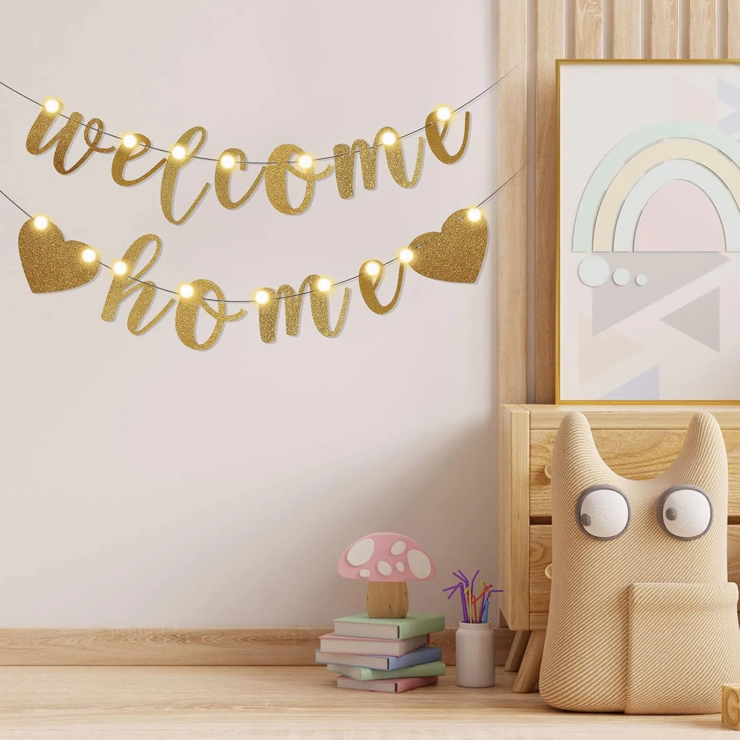 TaoBary 167 Pcs DIY Banner Kit Happy Birthday Glitter Banner Customizable Glitter Make Your Own Kit 162 Letters Symbols and Numbers 3 Rope for Birthday Halloween Wedding Christmas(Champagne Gold)