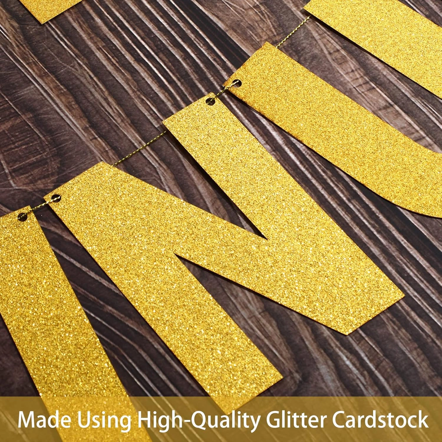TaoBary 112 Pcs DIY Letter Banner Glitter Customizable Banner Kit Custom Banner Including 107 Letters and Numbers 3 Rope for Christmas Birthday Party(Gold)