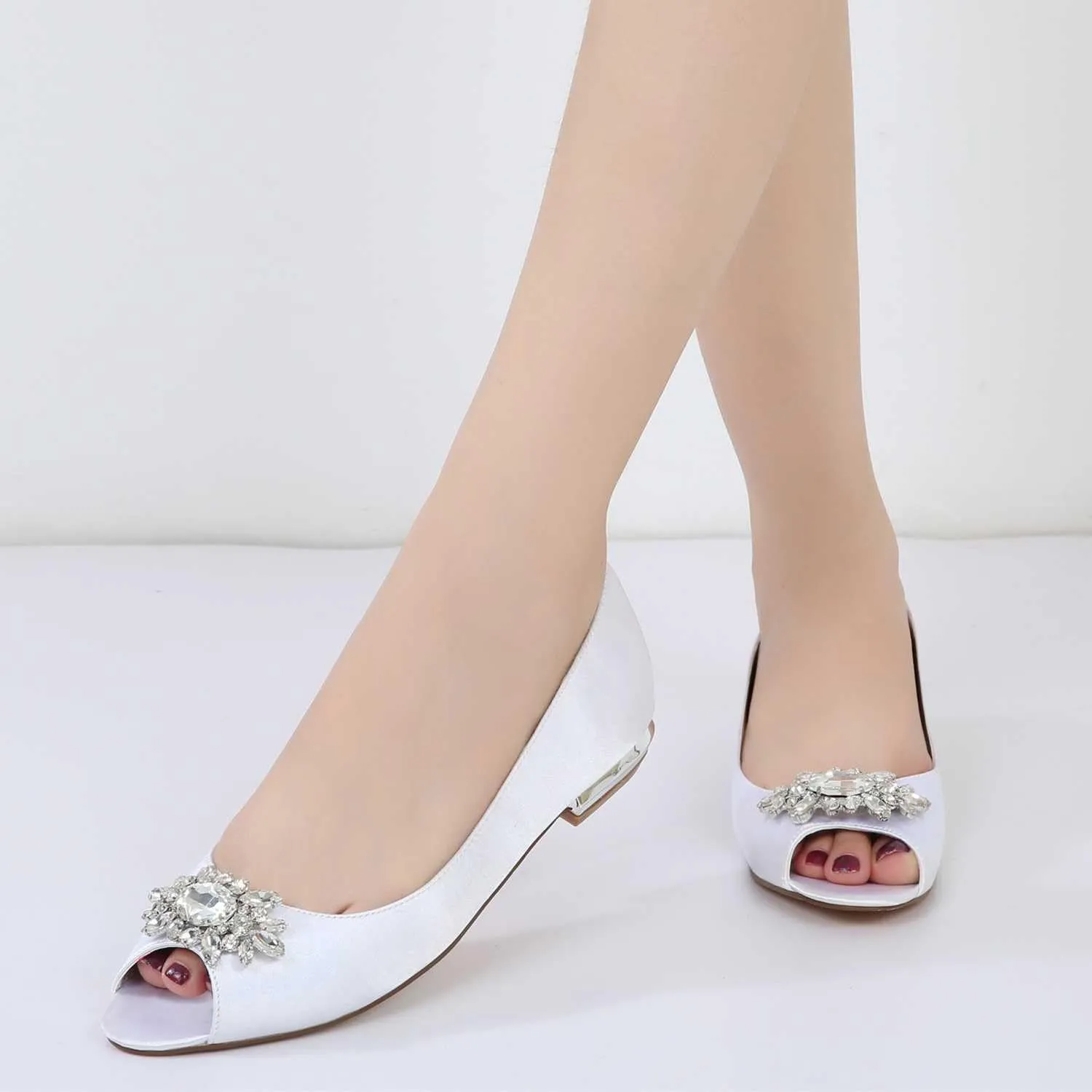 TarfiC Women Satin Sandals Flats Shoes Round Toe Open Toe Flats Slip on Dressy Comfortable Wedding