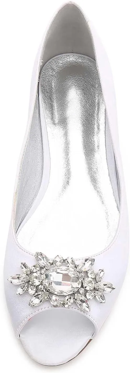TarfiC Women Satin Sandals Flats Shoes Round Toe Open Toe Flats Slip on Dressy Comfortable Wedding