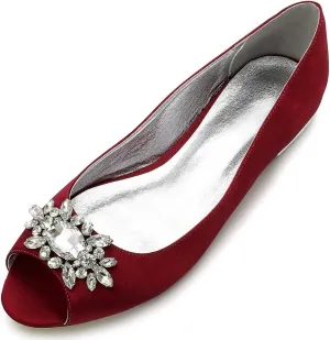 TarfiC Women Satin Sandals Flats Shoes Round Toe Open Toe Flats Slip on Dressy Comfortable Wedding